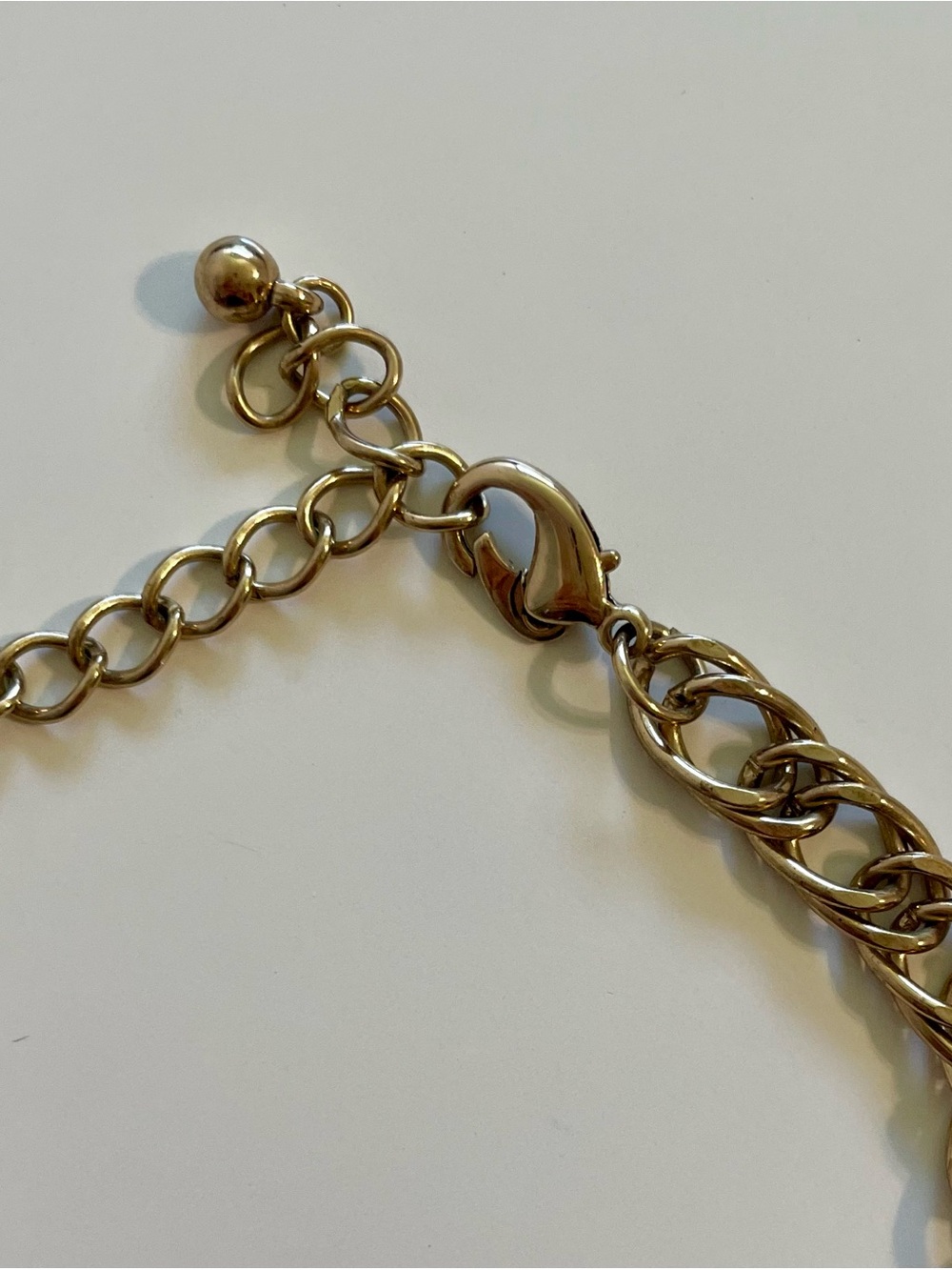 Gold Tone Chain Statement Necklace with Pink and Aqua Gemstones - Picture 4 of 5